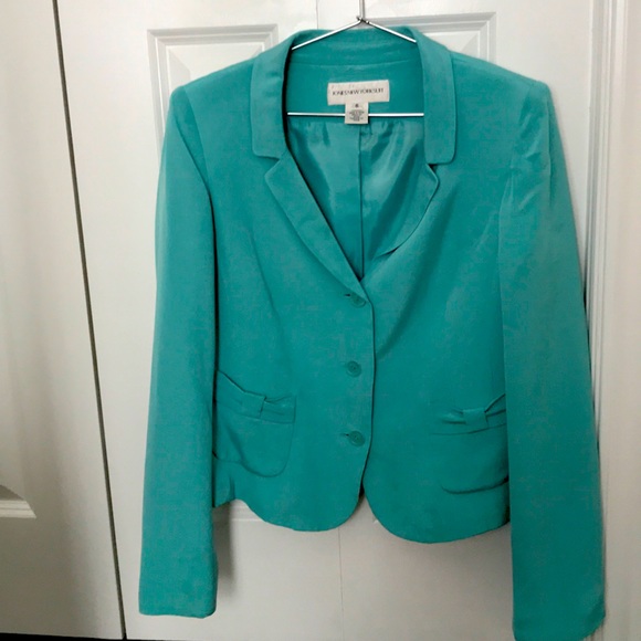 Robin egg blue color:Jones New York silk skirt suit sz 6 - Picture 1 of 7